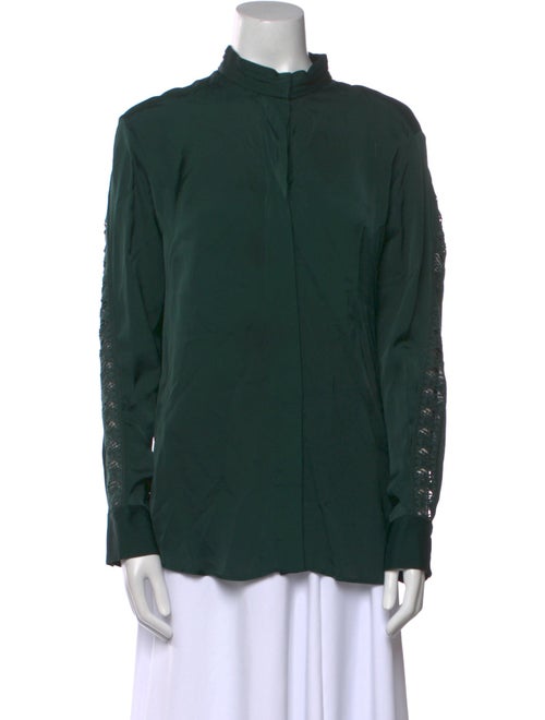 Sandro Mock Neck Long Sleeve Button-Up Top