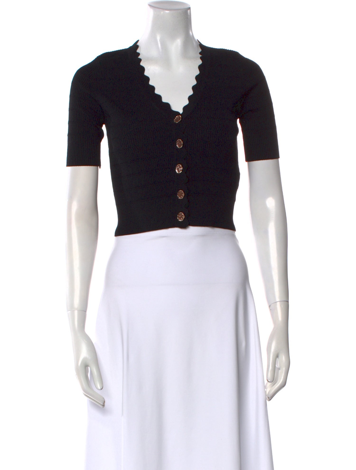 Sandro V-Neck Short Sleeve Crop Top