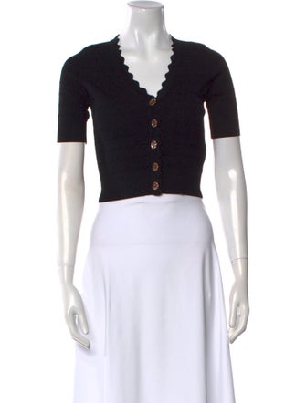 Sandro V-Neck Short Sleeve Crop Top