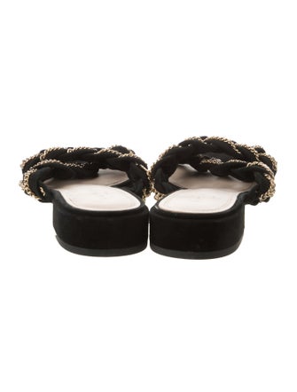 Sandro Suede Chain-Link Accents Slides