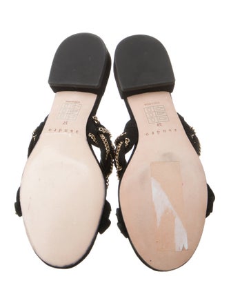 Sandro Suede Chain-Link Accents Slides