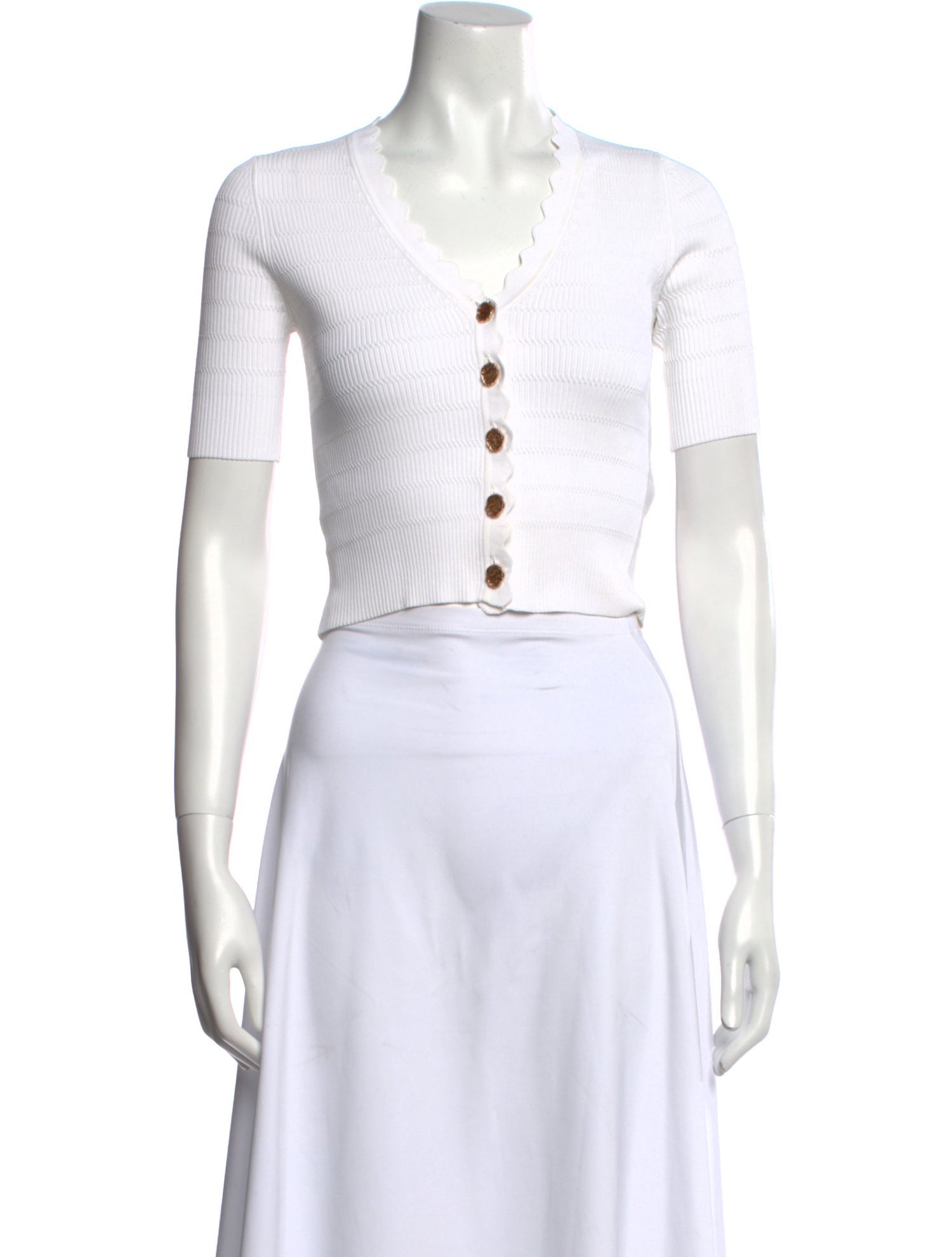 Sandro V-Neck Short Sleeve Crop Top