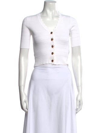 Sandro V-Neck Short Sleeve Crop Top