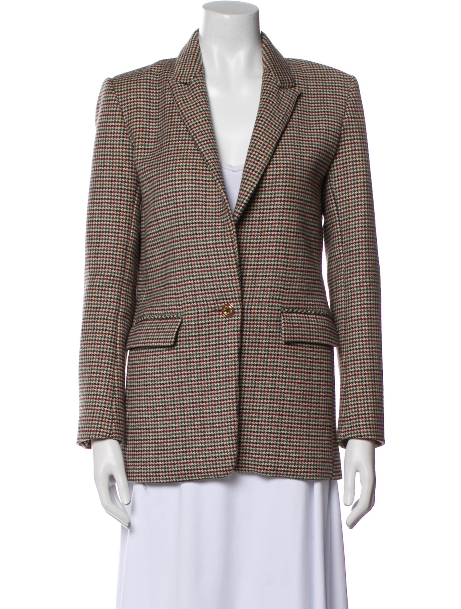 Sandro Virgin Wool Houndstooth Print Blazer