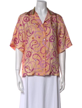 Sandro Silk Printed Button-Up Top