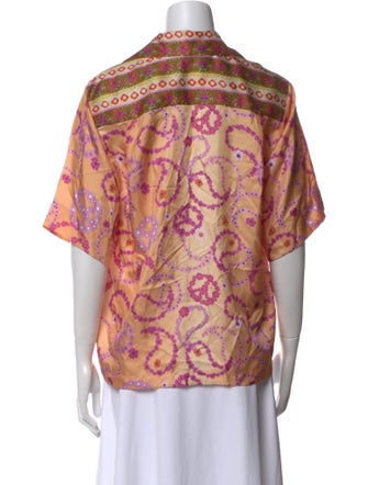 Sandro Silk Printed Button-Up Top