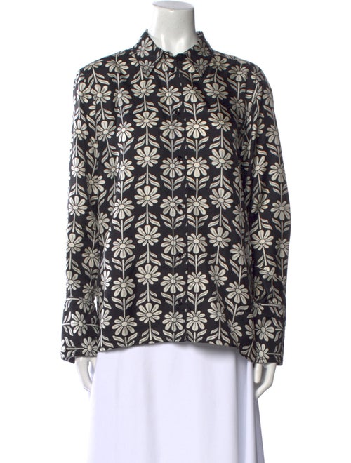 Sandro Silk Printed Button-Up Top