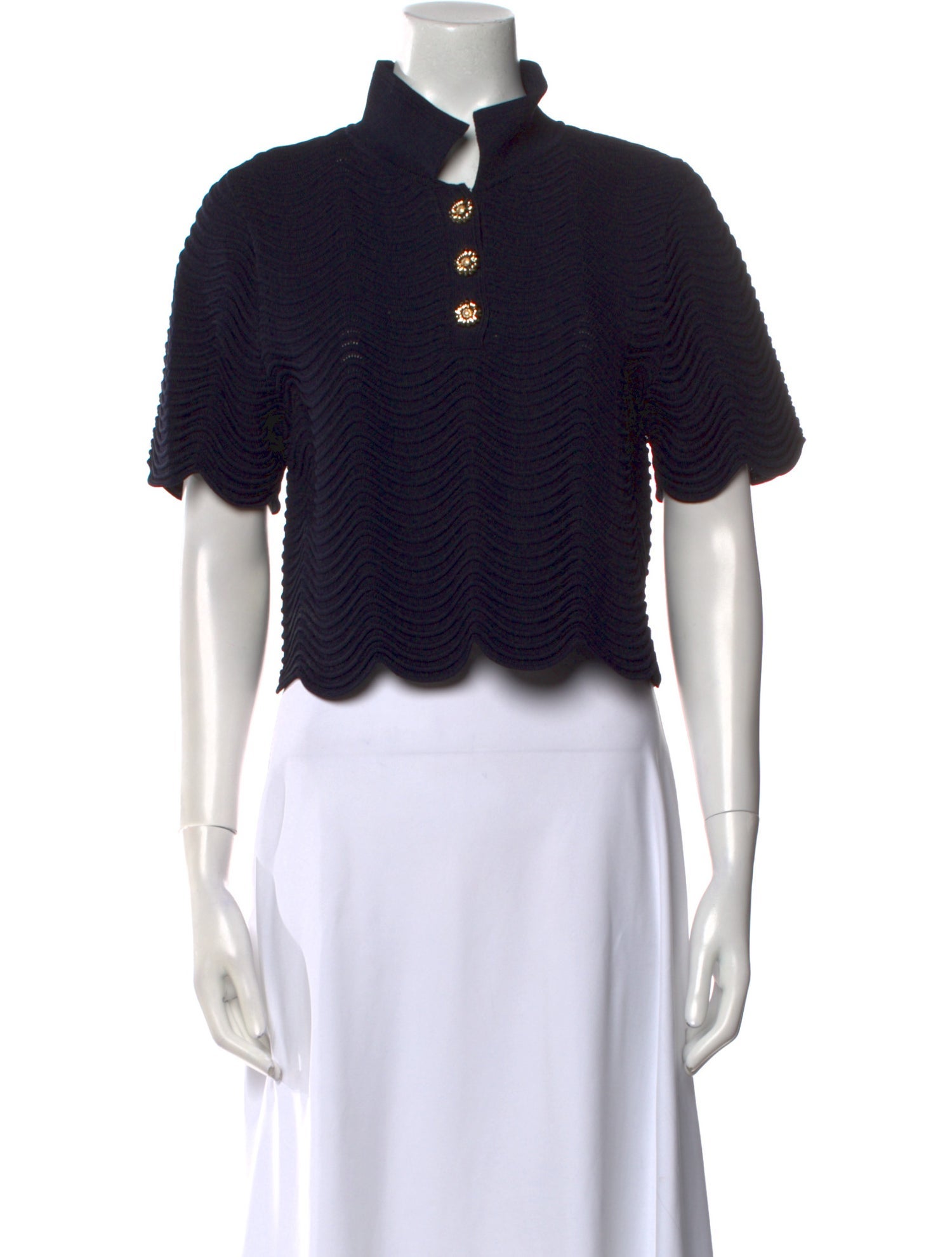 Sandro Mock Neck Short Sleeve Crop Top