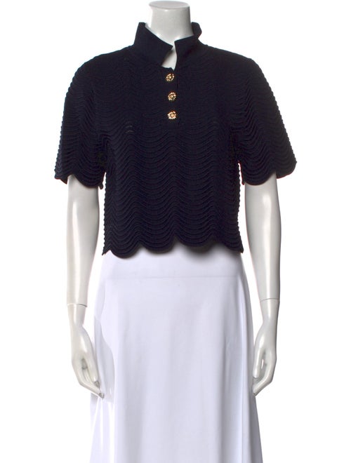 Sandro Mock Neck Short Sleeve Crop Top