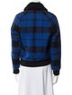 Sandro Wool Plaid Print Fur Jacket