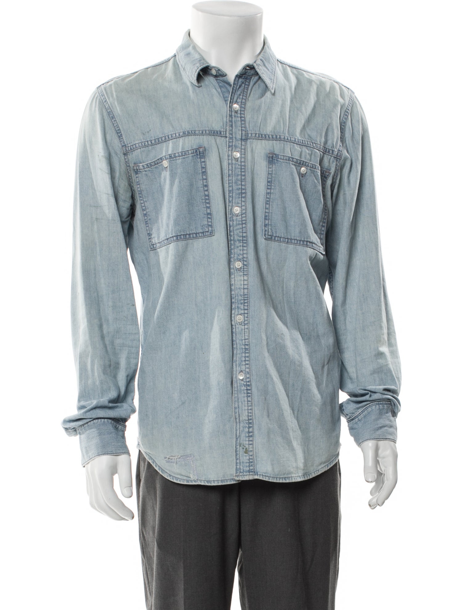 Sandro Long Sleeve Denim Shirt