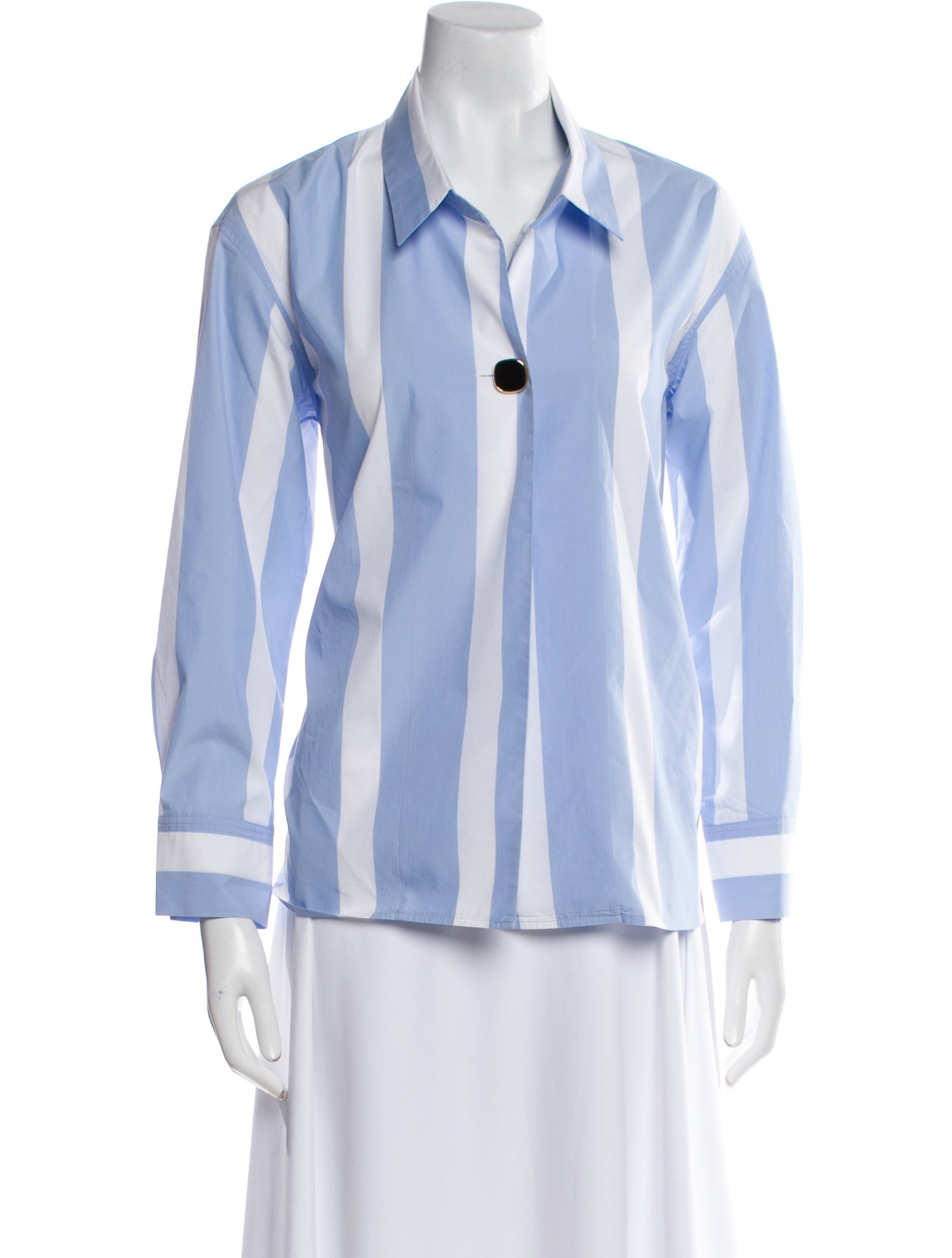Sandro Striped Long Sleeve Button-Up Top