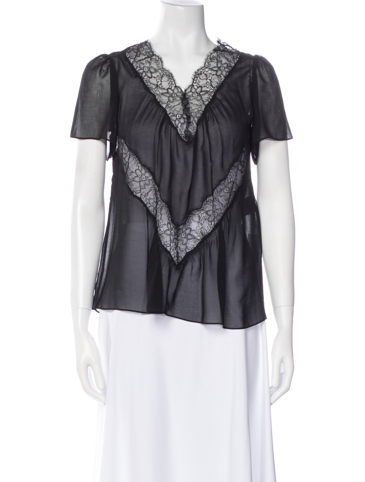 Sandro V-Neck Short Sleeve Blouse