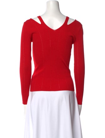 Sandro V-Neck Long Sleeve Top