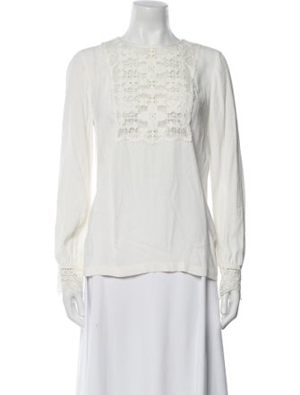 Sandro Crew Neck Long Sleeve Blouse