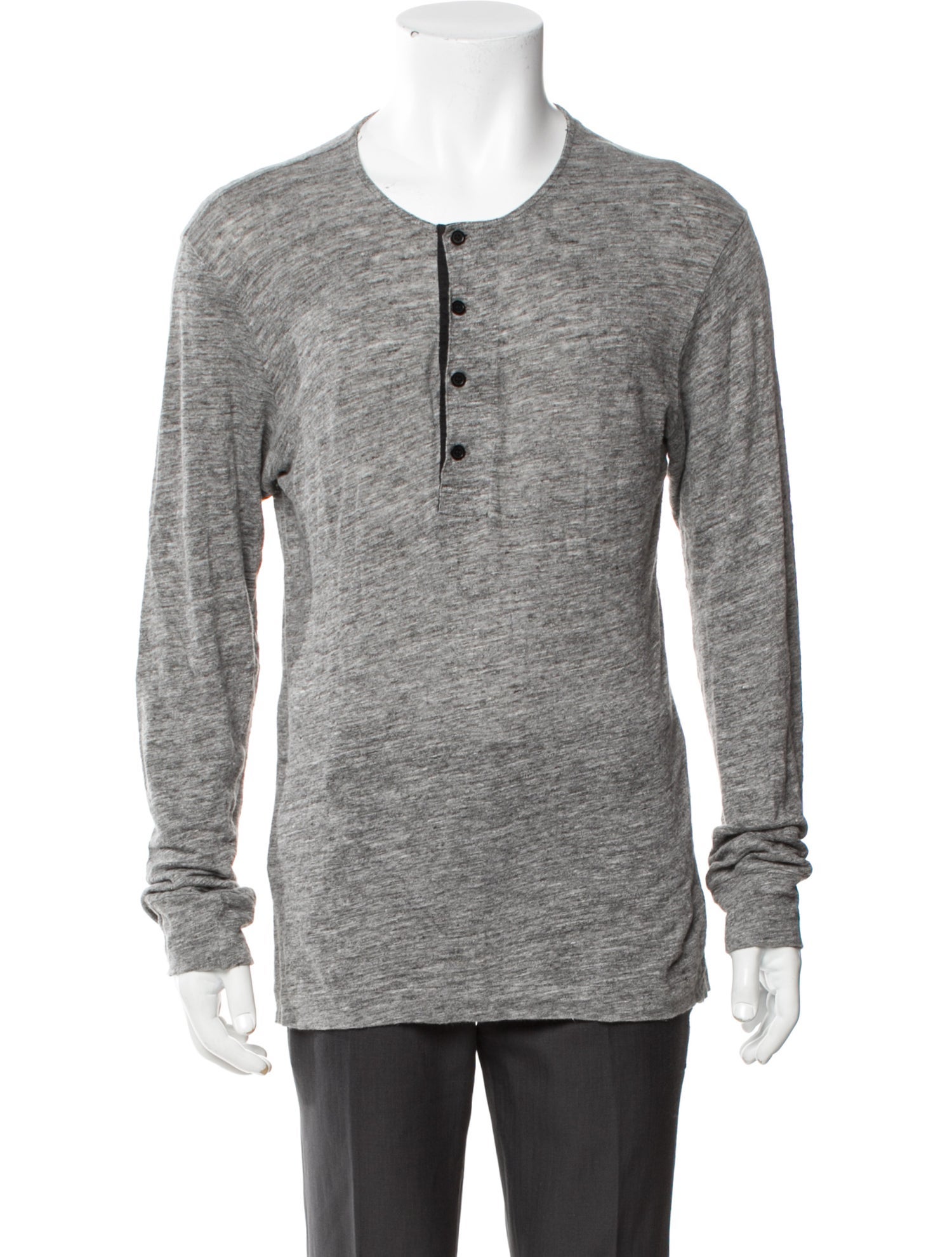 Sandro Linen Scoop Neck Henley