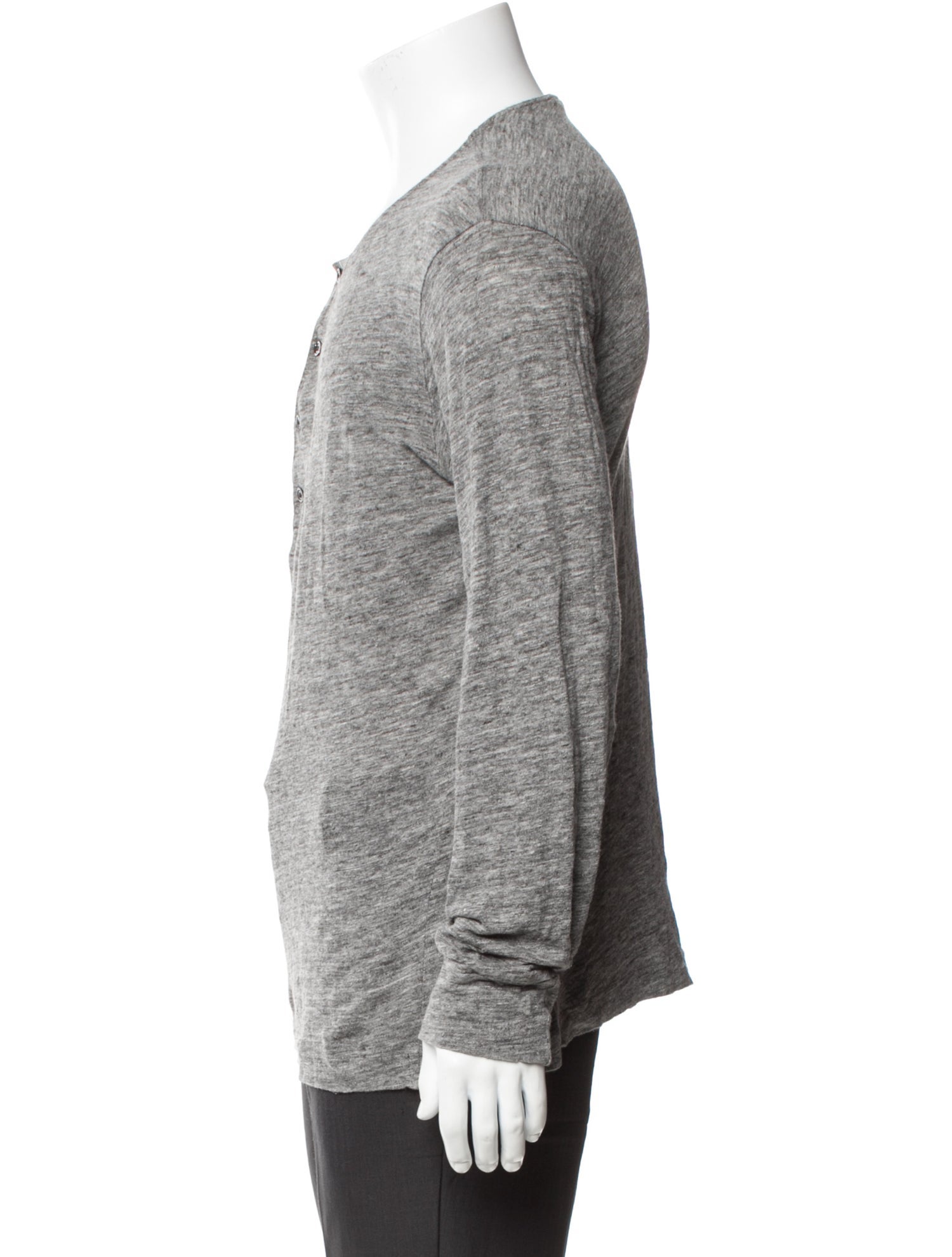 Sandro Linen Scoop Neck Henley