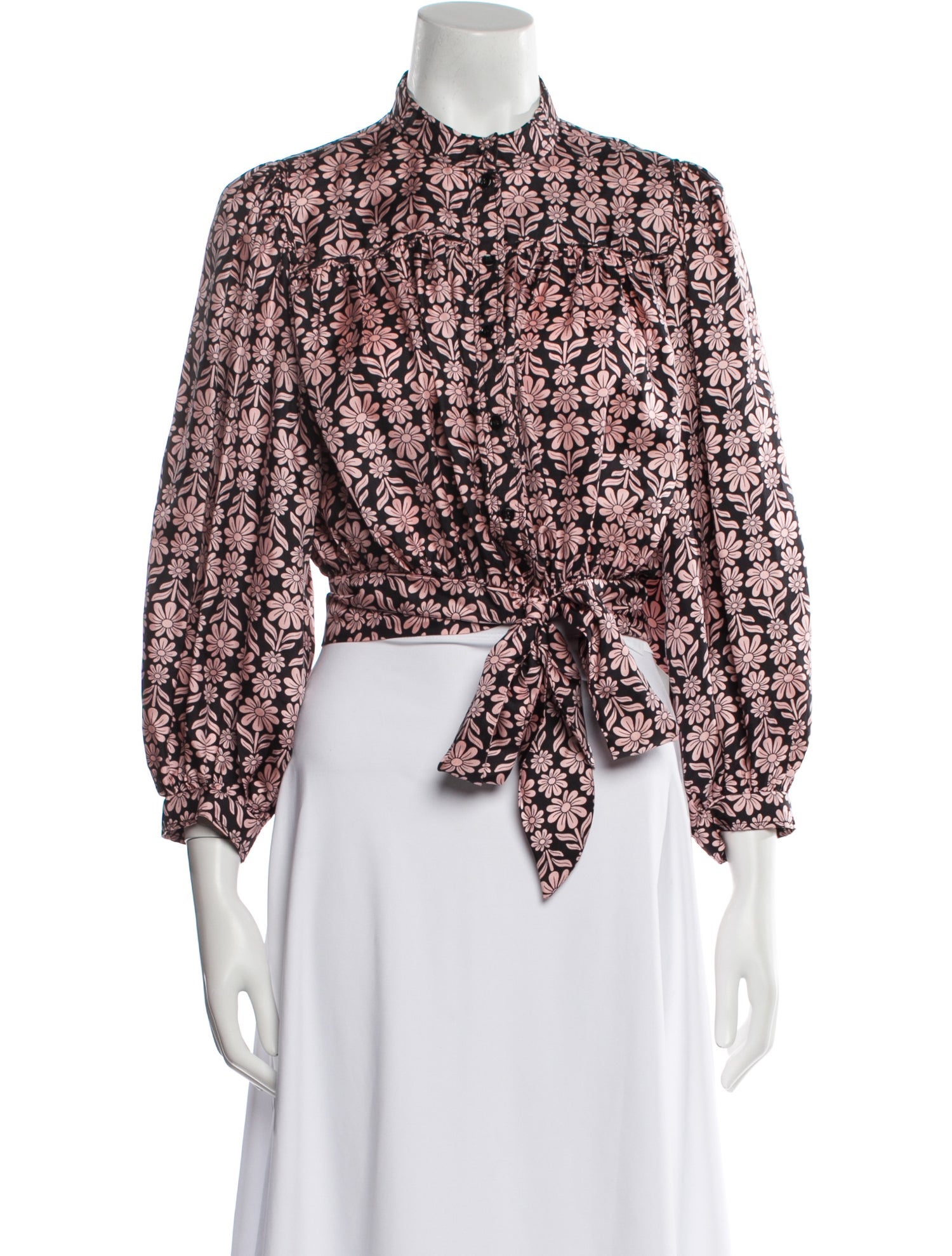 Sandro Silk Floral Print Crop Top