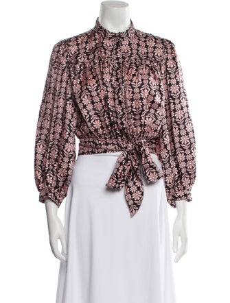 Sandro Silk Floral Print Crop Top