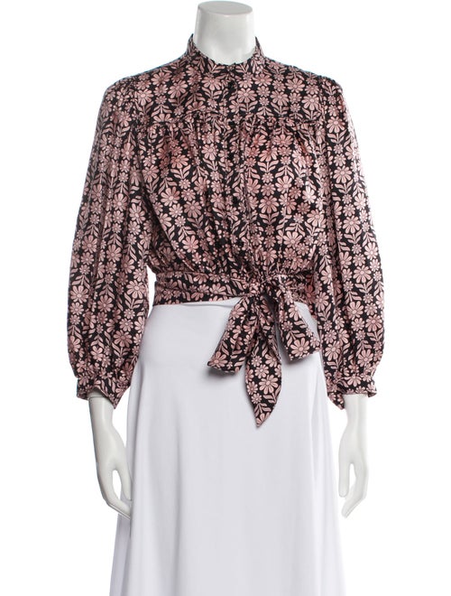 Sandro Silk Floral Print Crop Top