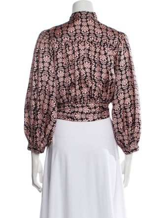 Sandro Silk Floral Print Crop Top