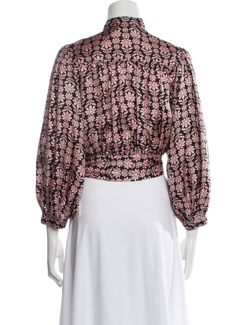Sandro Silk Floral Print Crop Top