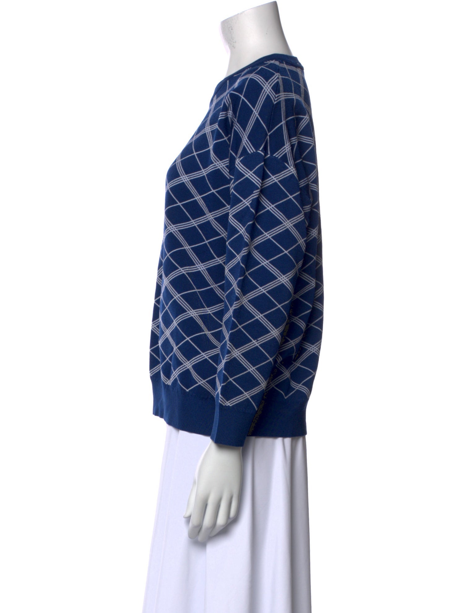 Sandro Plaid Print Crew Neck Sweatshirt