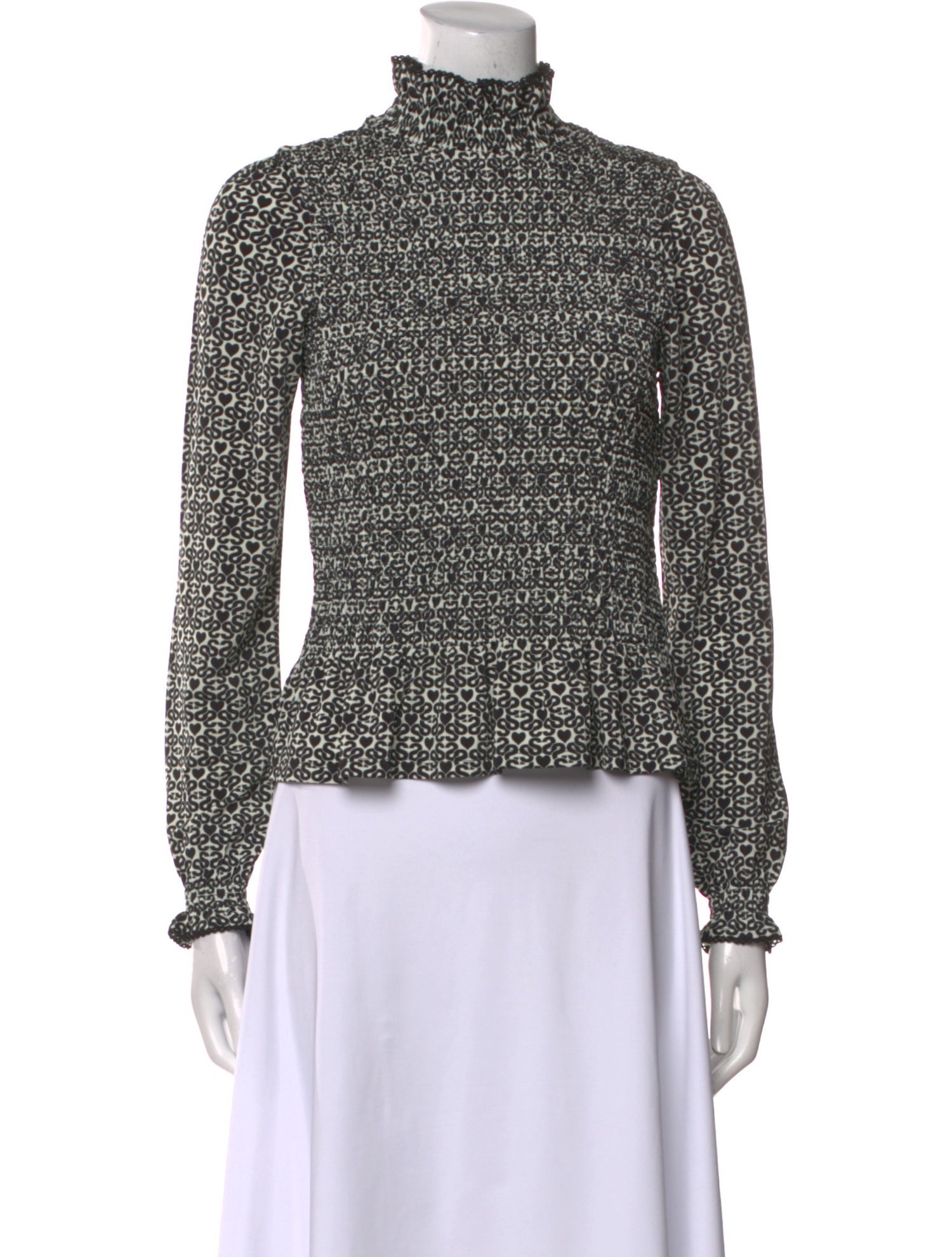 Sandro Printed Mock Neck Blouse w/ Tags