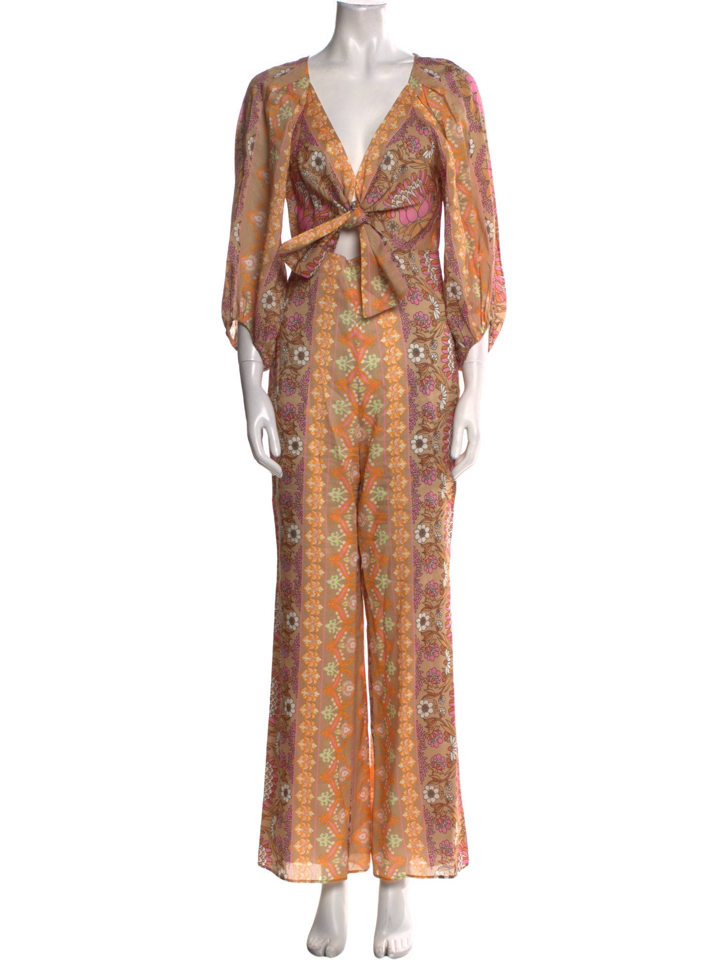 Sandro Printed V-Neck Jumpsuit