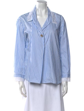 Sandro Striped Long Sleeve Button-Up Top