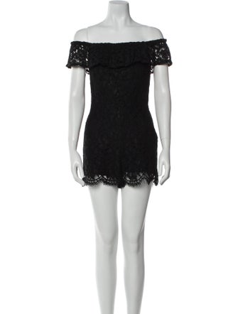 Sandro Lace Pattern Off-The-Shoulder Romper