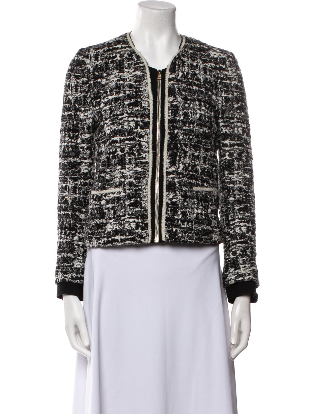 Sandro Evening Jacket Tweed Pattern Collarless Sl… - image 1