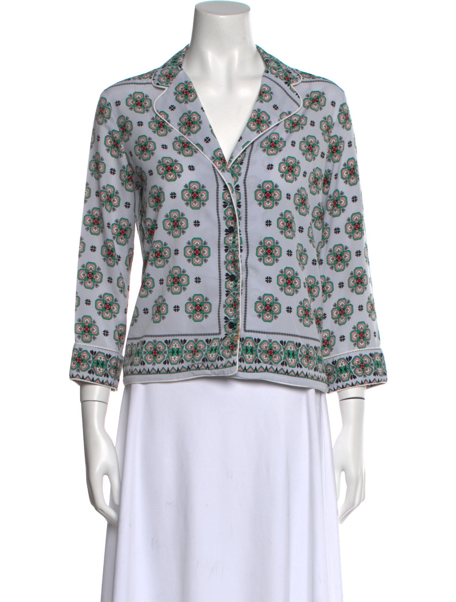 Sandro Printed V-Neck Crop Top