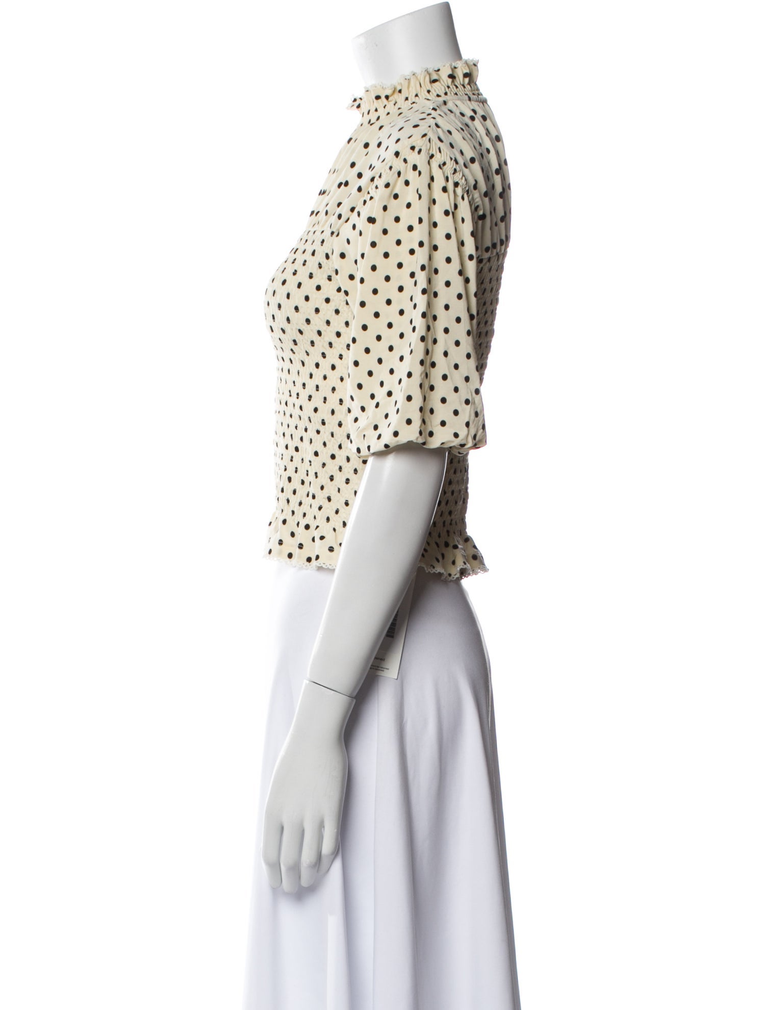 Sandro Polka Dot Print Mock Neck Crop Top