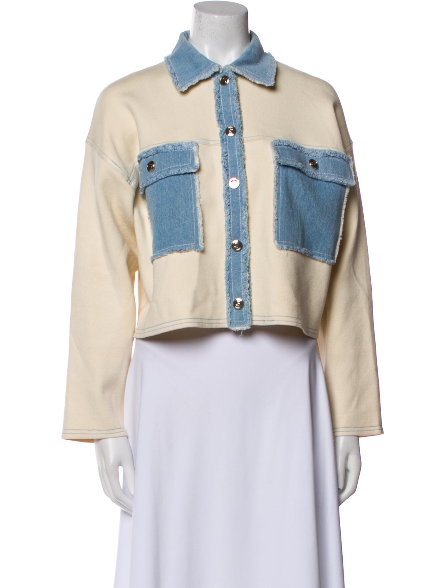 Sandro Colorblock Pattern Denim Jacket