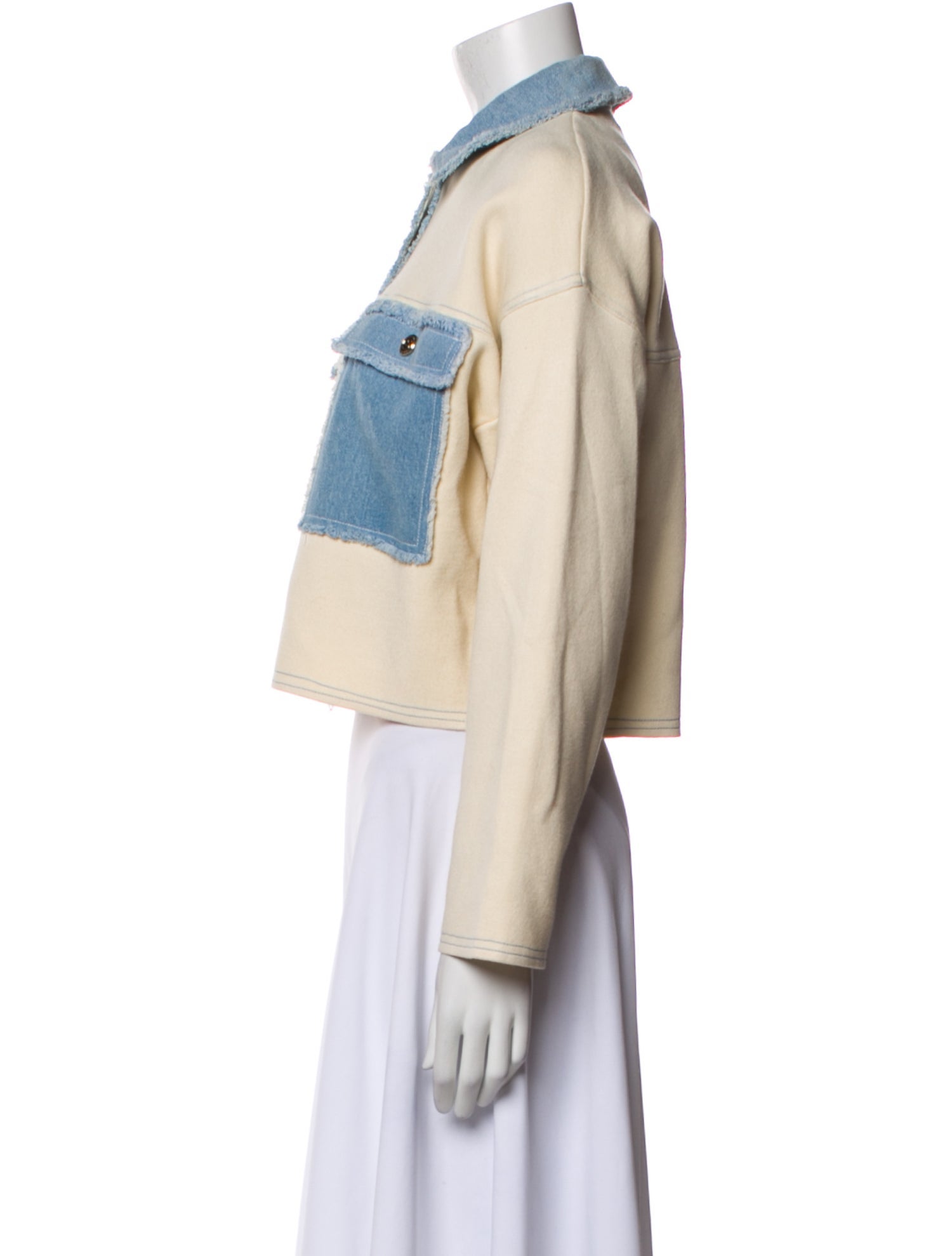 Sandro Colorblock Pattern Denim Jacket