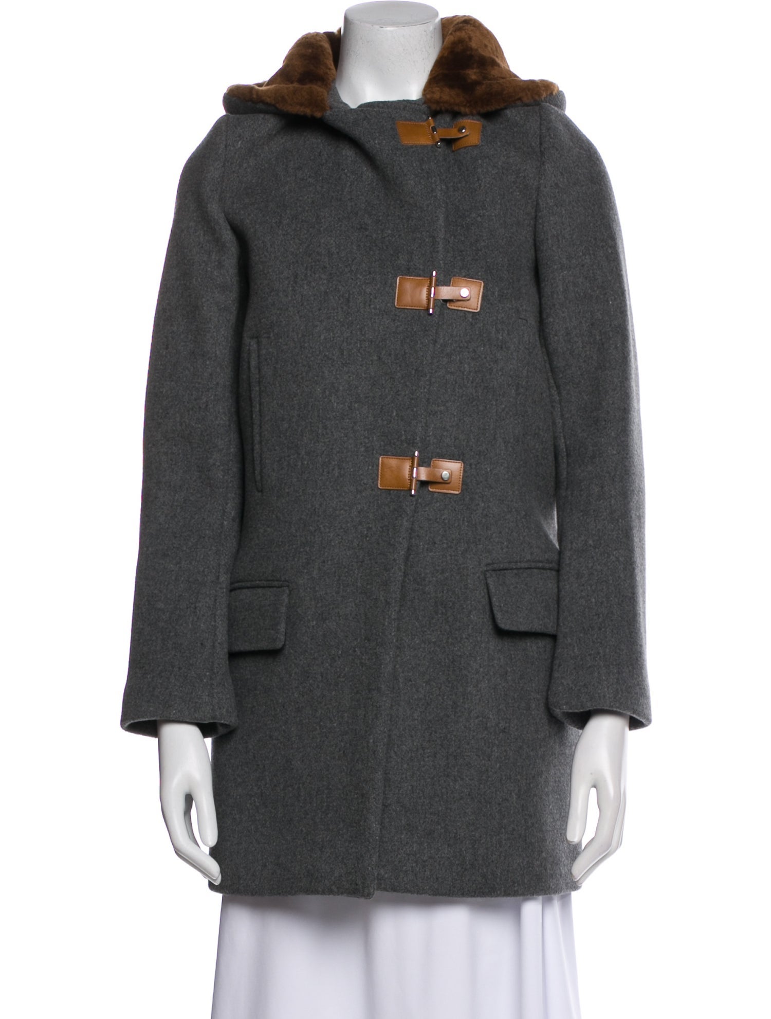 Sandro Virgin Wool Fur Coat