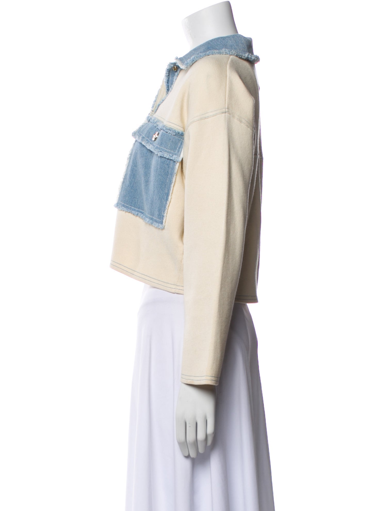 Sandro Colorblock Pattern Denim Jacket