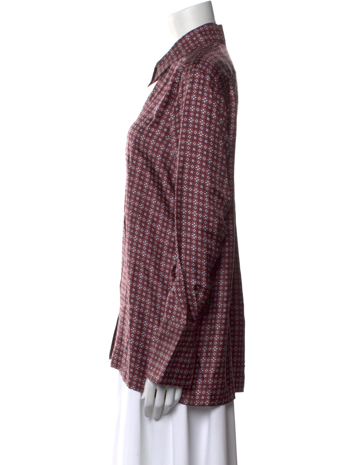 Sandro Silk Plaid Print Button-Up Top w/ Tags