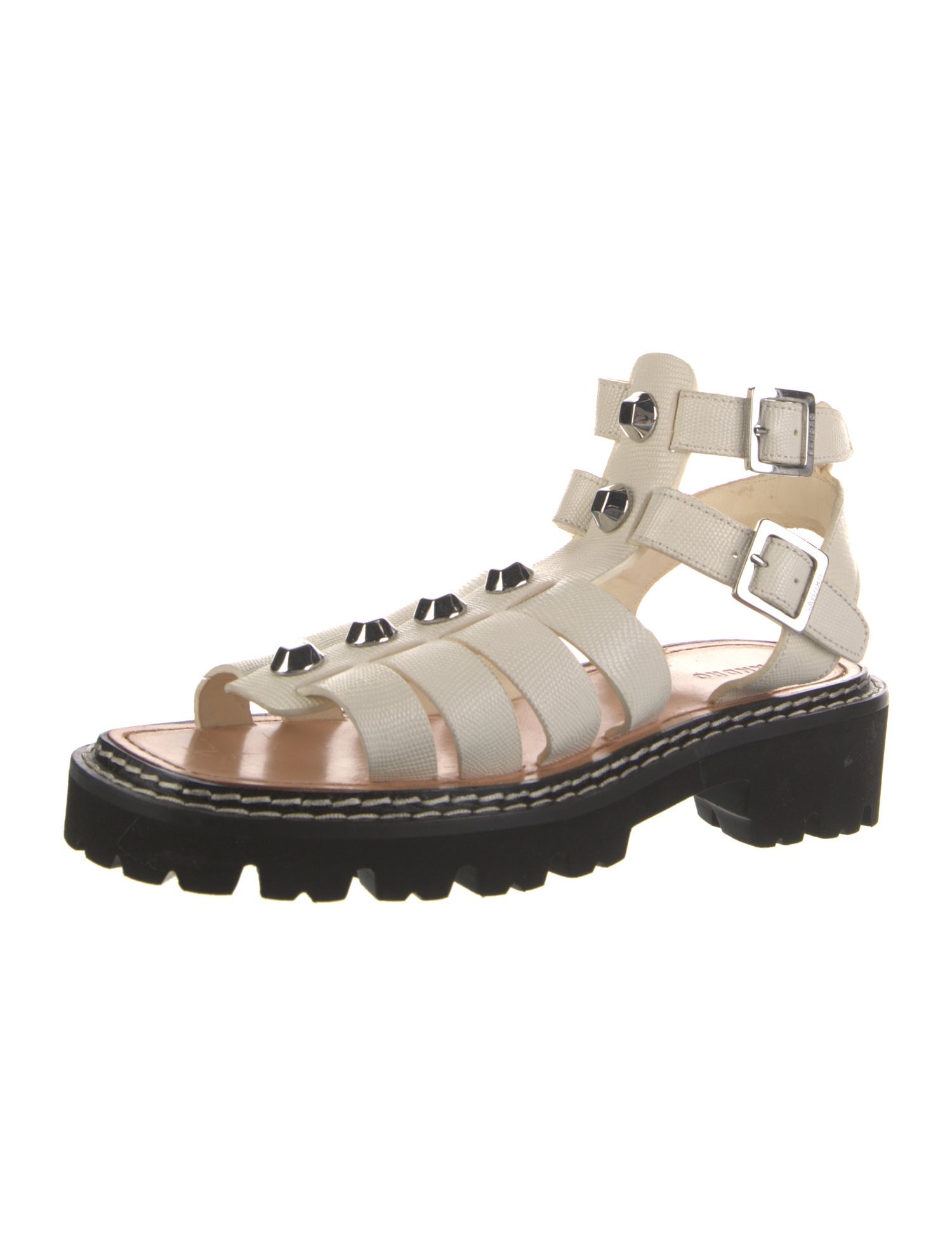 Sandro Leather Studded Accents Gladiator Sandals