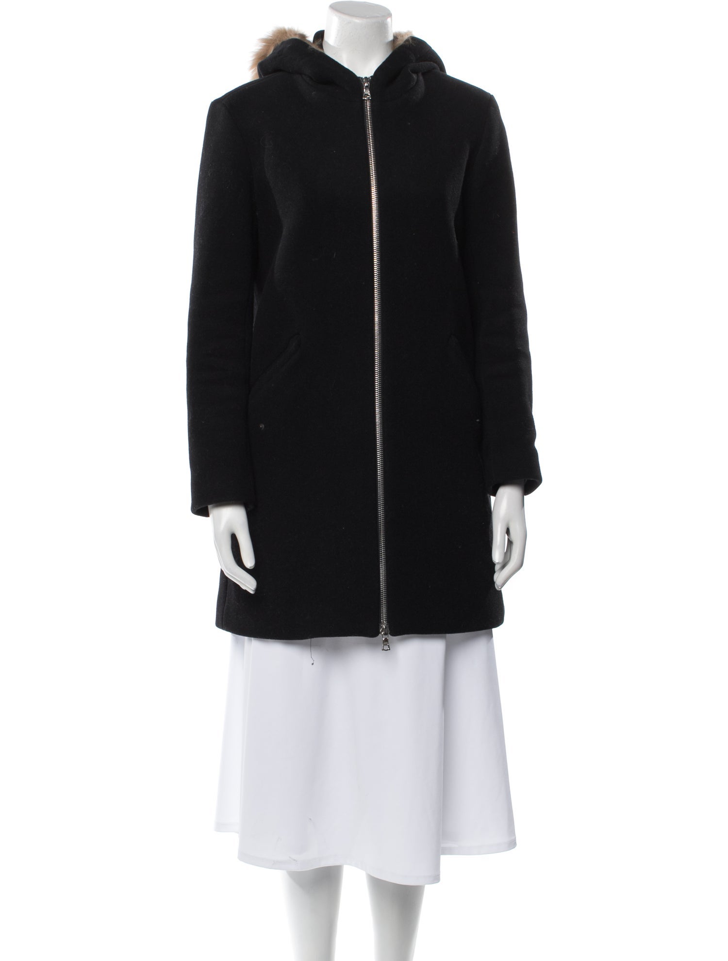 Sandro Wool Faux Fur Coat