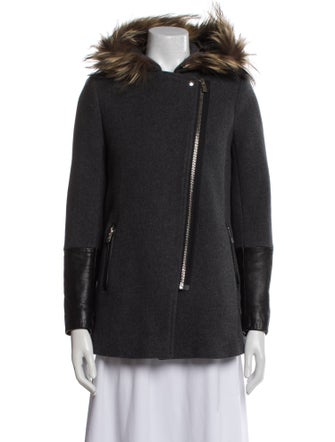 Sandro Wool Fur Coat