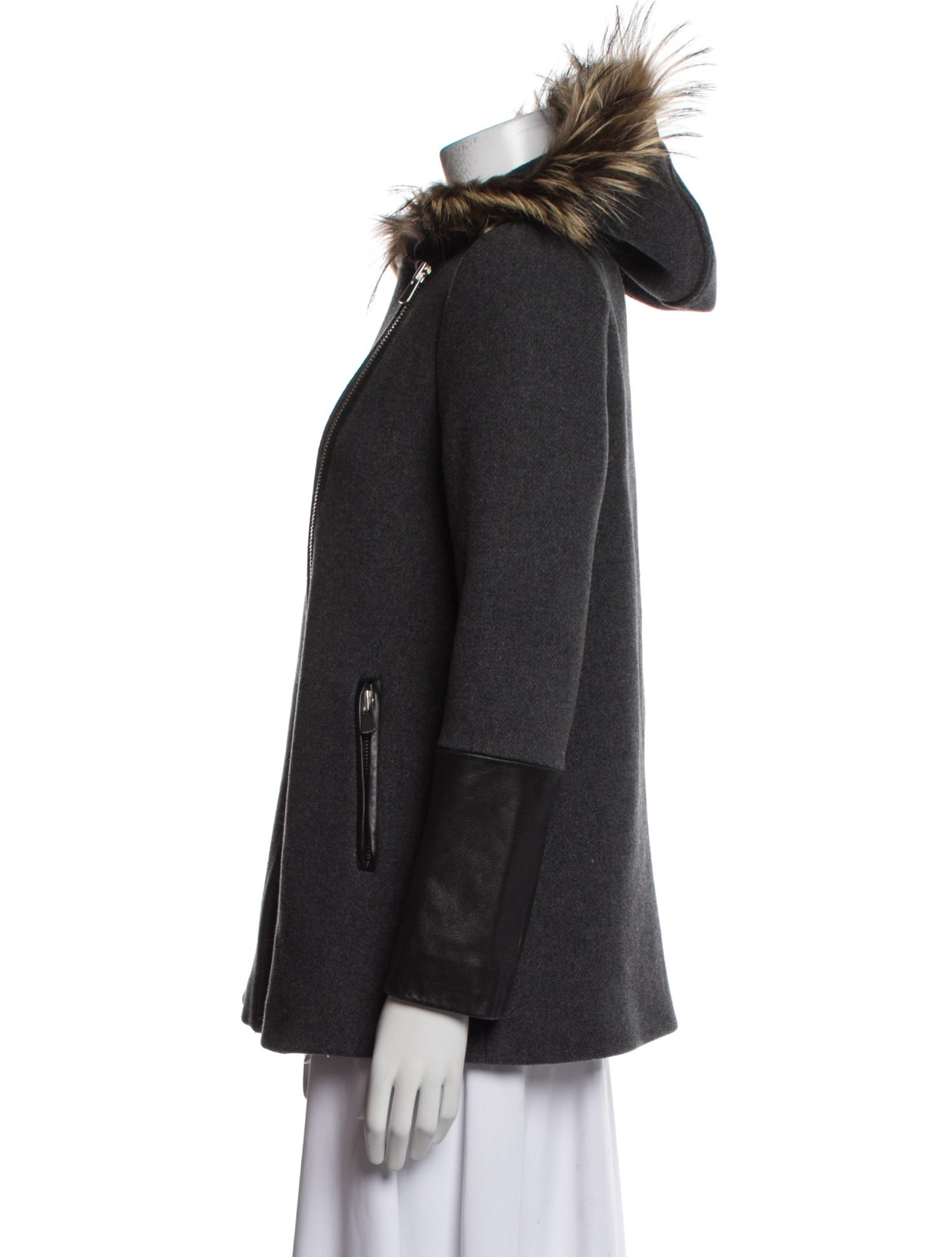 Sandro Wool Fur Coat