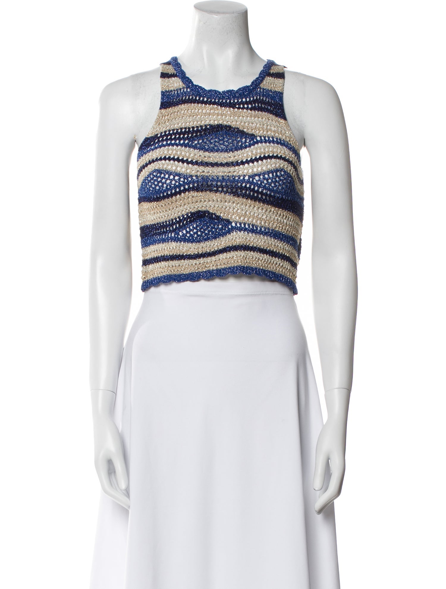 Sandro Striped Scoop Neck Crop Top