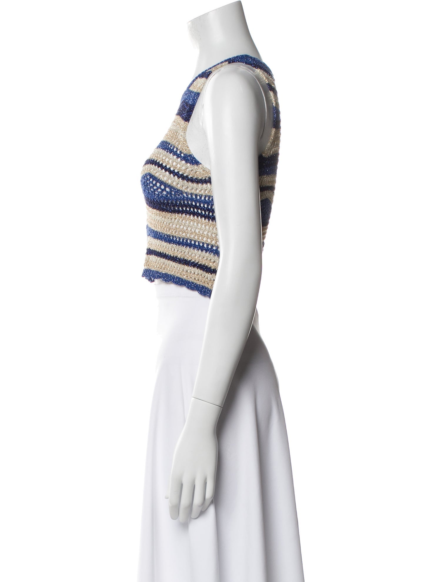 Sandro Striped Scoop Neck Crop Top