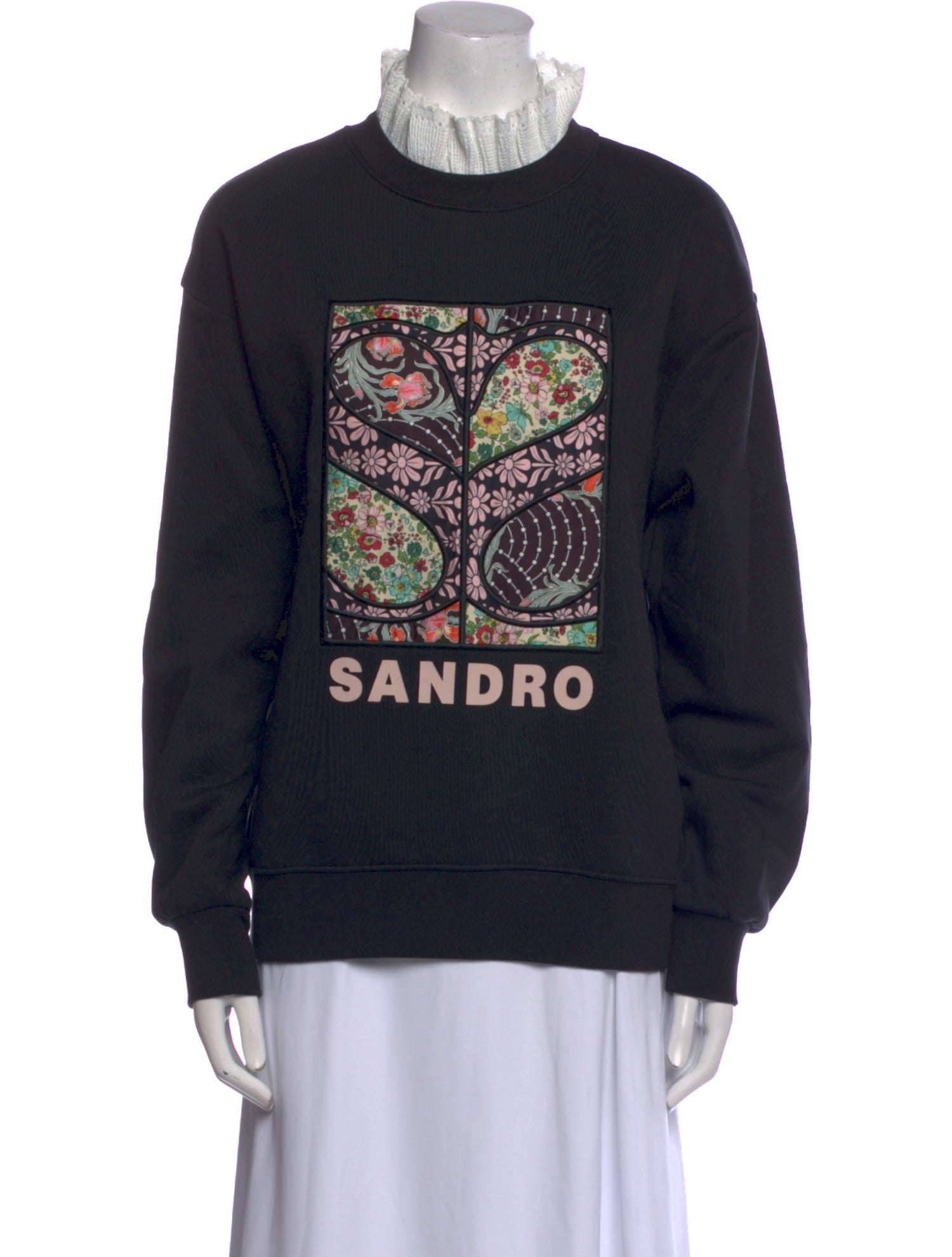 Sandro Graphic Print Mock Neck Sweatshirt