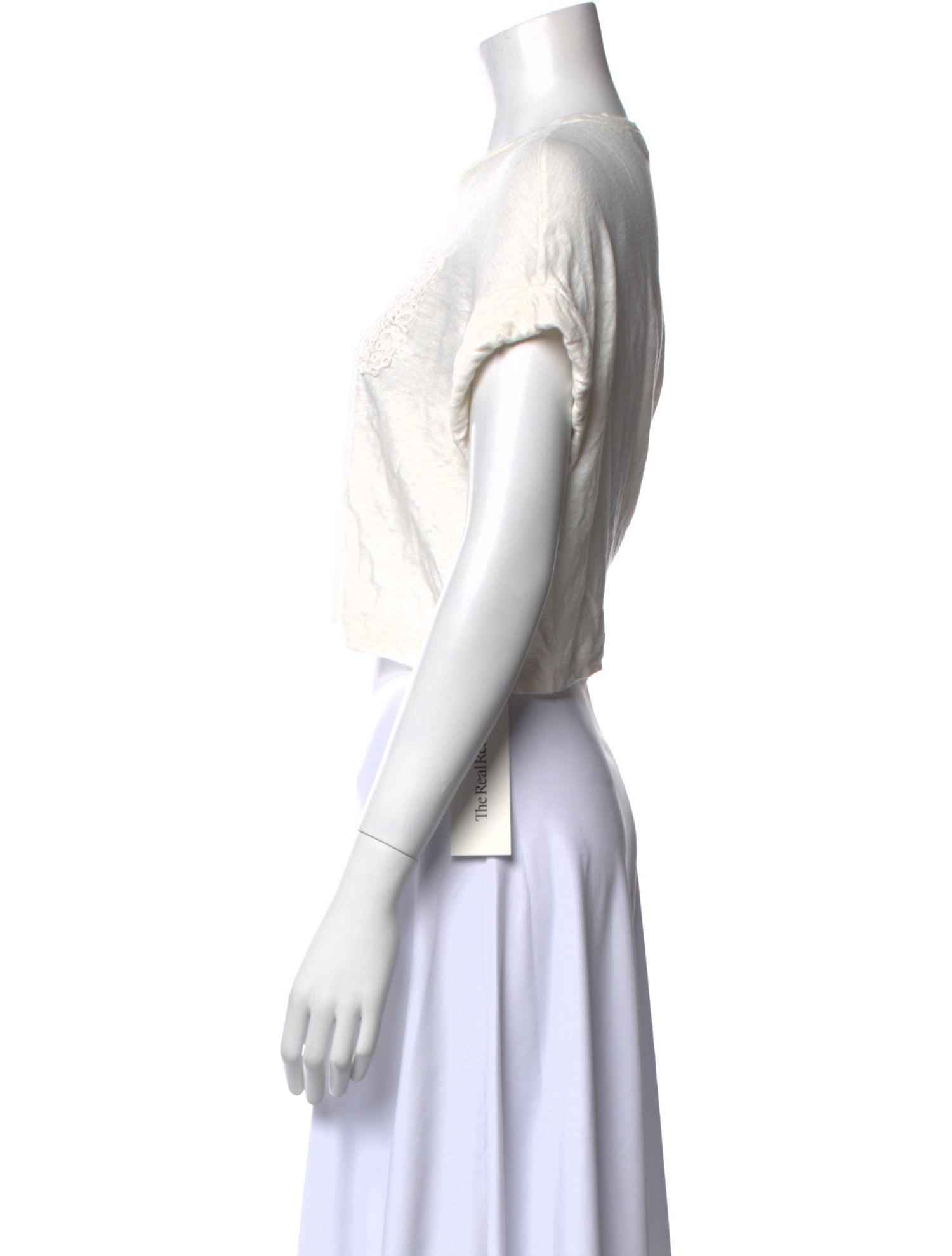 Sandro Linen Scoop Neck Crop Top