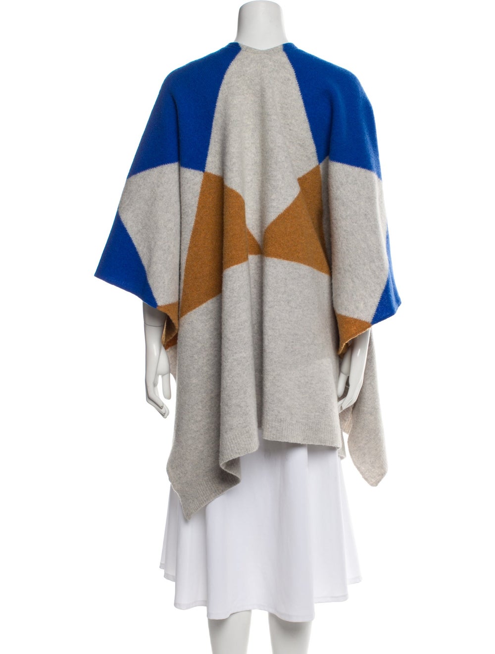 Sandro Wool Cape Grey Colorblock Pattern Shawl Co… - image 3