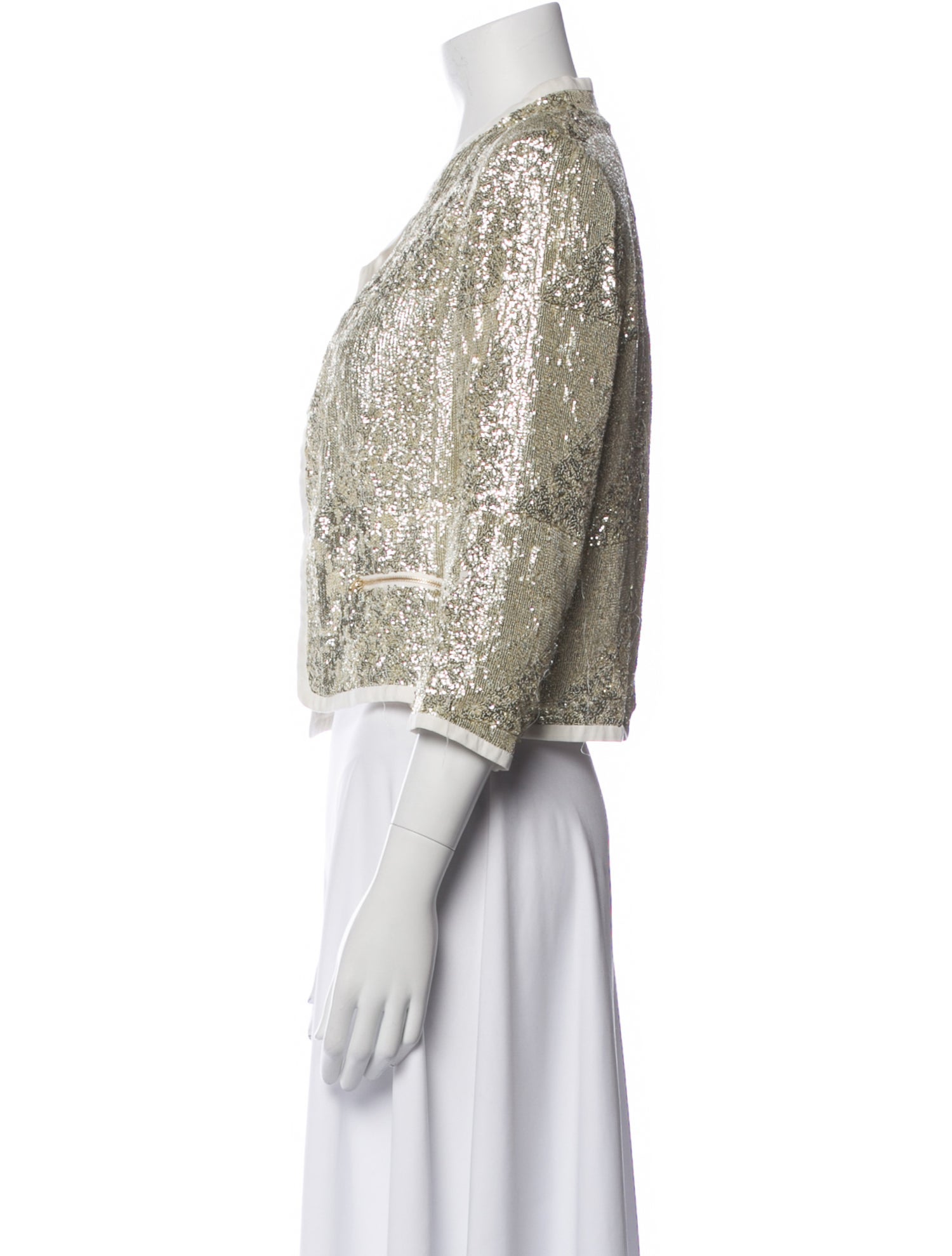 Sandro Sequin Tweed Pattern Evening Jacket