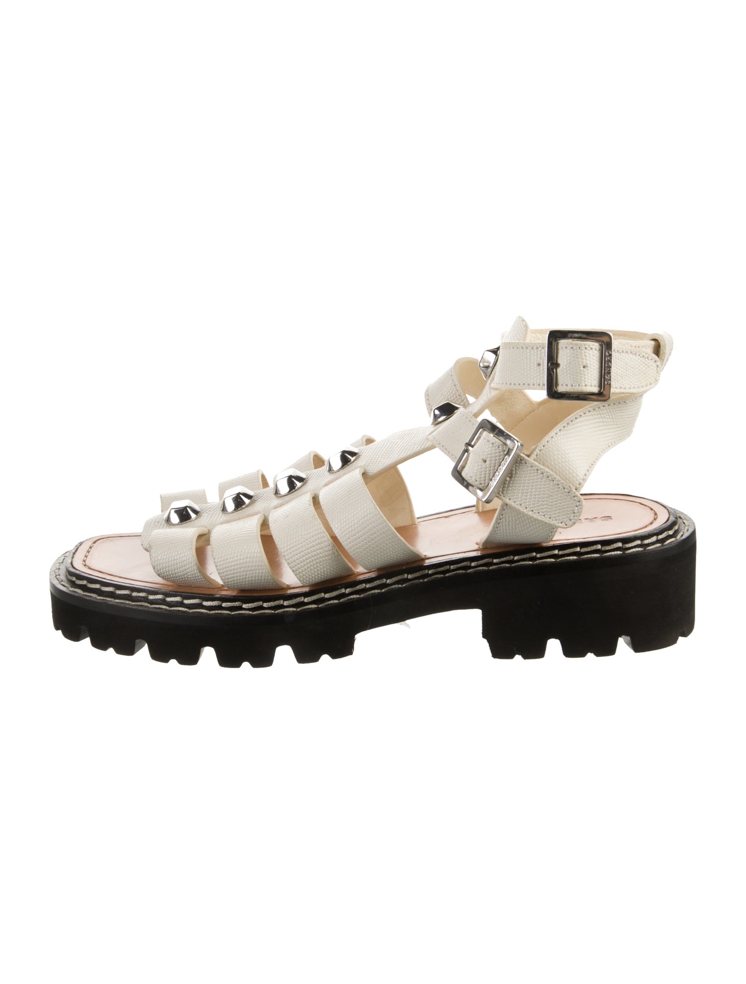 Sandro Leather Studded Accents Gladiator Sandals
